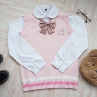 Rabbit Embroidery Pattern Sweater Vest  - Thumbnail 1