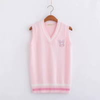 Rabbit Embroidery Pattern Sweater Vest  - Thumbnail 3