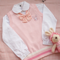 Rabbit Embroidery Pattern Sweater Vest  - Thumbnail 5