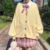 Autumn Winter Knitted Outerwear V Neck - Thumbnail 6