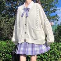 Autumn Winter Knitted Outerwear V Neck - Thumbnail 2