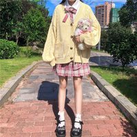 Autumn Winter Knitted Outerwear V Neck - Thumbnail 7