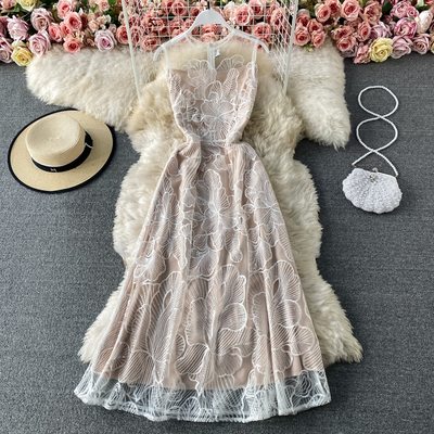  lace floral maxi dress sleeveless o neck  - Thumbnail 3
