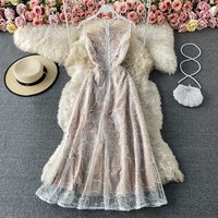  Lace Floral Maxi Dress Sleeveless O Neck  - Thumbnail 1