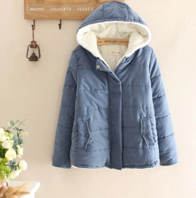  Cute Solid Color Cotton Women's Coat 