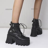 Combat Boots Fashion Gothic Black - Thumbnail 1