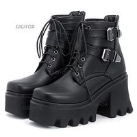 Combat Boots Fashion Gothic Black - Thumbnail 3