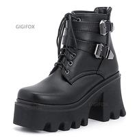 Combat Boots Fashion Gothic Black - Thumbnail 5