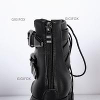 Combat Boots Fashion Gothic Black - Thumbnail 7
