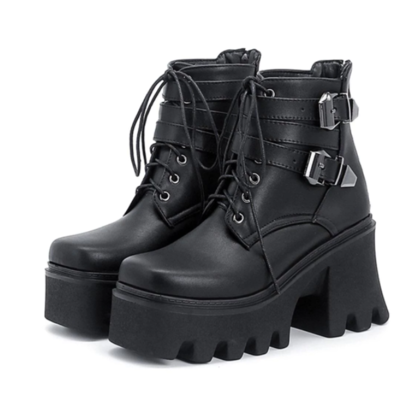 Combat boots fashion gothic black