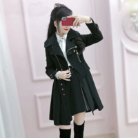Elegant Beige and Black British Style Coat  - Thumbnail 7