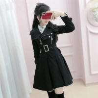 Elegant Beige and Black British Style Coat  - Thumbnail 6