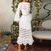Spring See Through Hollow Out Party Dress - Thumbnail 2