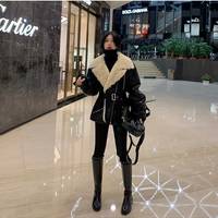 Turn Down Collar Coats Zipper With Belt  - Thumbnail 2