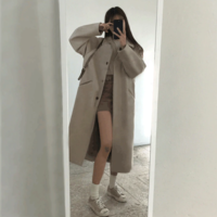 Chic Beige Autumn Winter Woolen Coat - Thumbnail 5