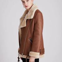 Thickened Padded Warm Biker Style PU Leather Coat  - Thumbnail 1