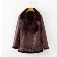 Thickened Padded Warm Biker Style PU Leather Coat  - Thumbnail 5