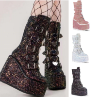 Sequined Gothic Street Wedges Women - Thumbnail 3