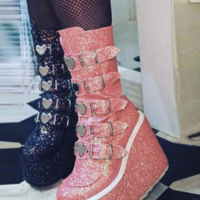 Sequined Gothic Street Wedges Women - Thumbnail 4