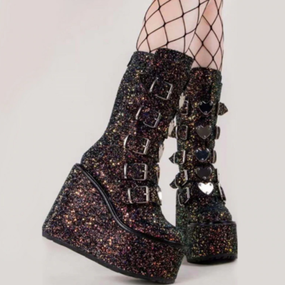 Sequined gothic street wedges women