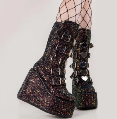 Sequined Gothic Street Wedges Women
