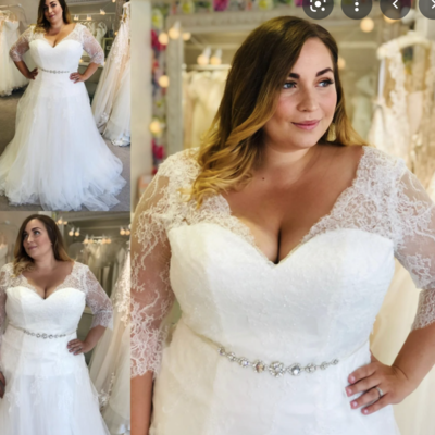 Plus size v neck wedding dresses bridal gown - Thumbnail 2