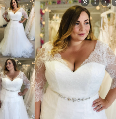 Plus Size V Neck Wedding Dresses Bridal Gown