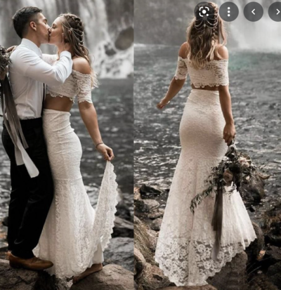 Lace Two Piece Wedding Dresses Bridal Gown