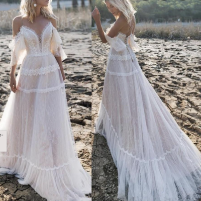 Spaghetti straps wedding dresses bridal gown - Thumbnail 4