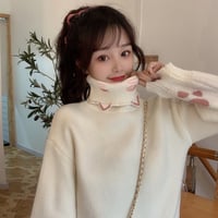 Cat Neko Pink White Brown Paws Pullover Knitted Sweater - Thumbnail 2