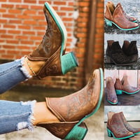 Autumn Winter Casual Western Cowboy Ankle  - Thumbnail 1