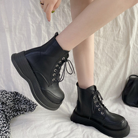 Fashion Lace-Up Round Toe Chelsea - Thumbnail 1