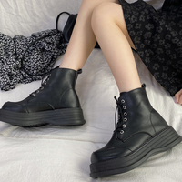 Fashion Lace-Up Round Toe Chelsea - Thumbnail 4