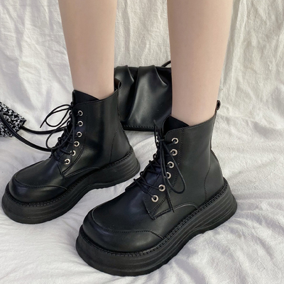 Fashion lace-up round toe chelsea