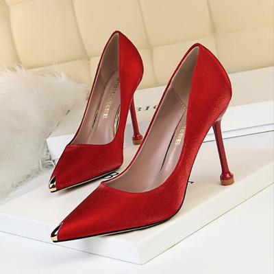 Fashion stiletto high heel satin shallow pointy shoes S-613