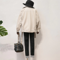 Casual PU Leather Turn Down Collar Black Jacket - Thumbnail 4