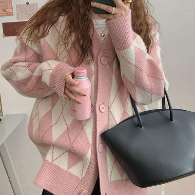 Diamond Knitted Sweater Cardigan
