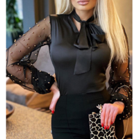 Fashion Bubble Gauze Stitching Top - Thumbnail 2