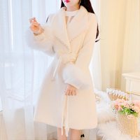 Classy Women's Pearl Velvet Winter Coat - Thumbnail 5