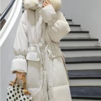 Warm Women's Fluffy Winter Coat Parka with Fur - Thumbnail 6