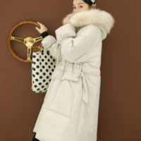 Warm Women's Fluffy Winter Coat Parka with Fur - Thumbnail 1