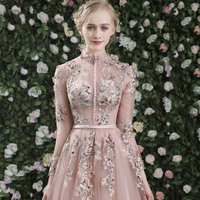 Cute tulle long A lone prom dress pink evening gown - Thumbnail 6