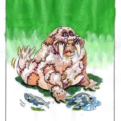 Tuskin' justin/ wal russ color rough - horrorible kids - series 6 2021 - Thumbnail 3