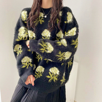 Chic Flower Floral Pullover Knitted Sweater - Thumbnail 6
