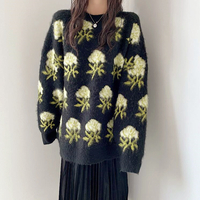 Chic Flower Floral Pullover Knitted Sweater - Thumbnail 7