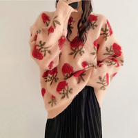 Chic Flower Floral Pullover Knitted Sweater - Thumbnail 2