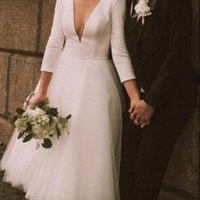 Boho Simple Ball Gown Short Wedding Dresses Beach Bridal Gowns,1225 - Thumbnail 1