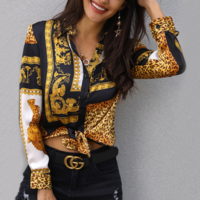 Design Leopard Print Long Sleeve Top - Thumbnail 2