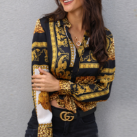 Design Leopard Print Long Sleeve Top - Thumbnail 3