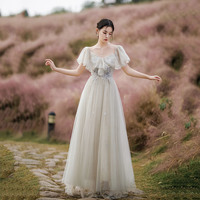 Cute tulle sequins long prom dress evening dress - Thumbnail 1